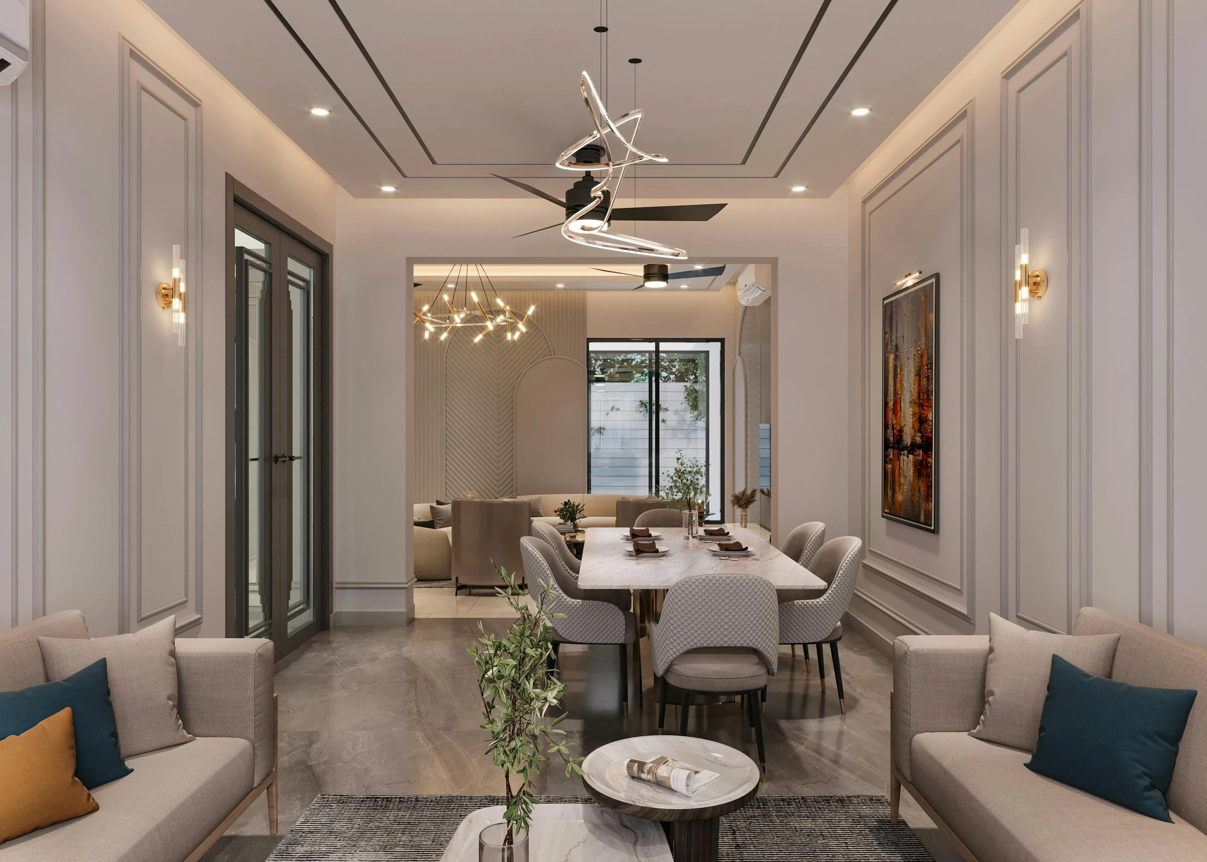 Modern Living Room Interior Design in Bangalore